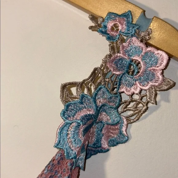 Y2K Pink & Lavender Lace /Floral Appliqué Chemise Lingerie Nightgown Size Large - Picture 10 of 17